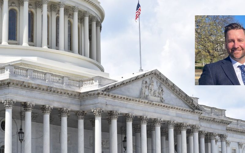 Picture of US Congress with picture of Bentley Johnson in the corner.